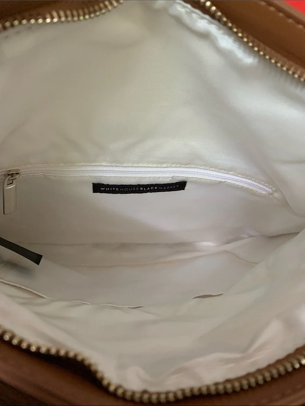 White House Black Market Blue and White Striped Fold-Over Clutch with Brown Trim - Picture 6 of 8